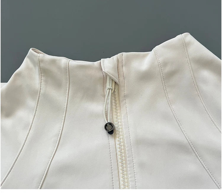Quick Dry Stand Up Collar Fitness Jacket  Slim-Fit Zipper Yoga Wear Long Sleeve Breathable Sports Cycling Top