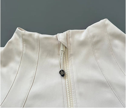 Quick Dry Stand Up Collar Fitness Jacket  Slim-Fit Zipper Yoga Wear Long Sleeve Breathable Sports Cycling Top