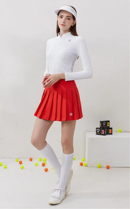 Golf Women Clothing Long Sleeve T-shirt Stand Collar Golf Apparel Tennis Athletic Top