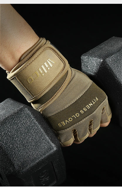 Half Finger Gym Gloves Weightlifting  Anti-Slip Fitness Gloves with Wrist Support