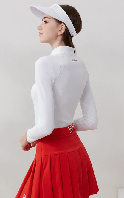 Golf Women Clothing Long Sleeve T-shirt Stand Collar Golf Apparel Tennis Athletic Top