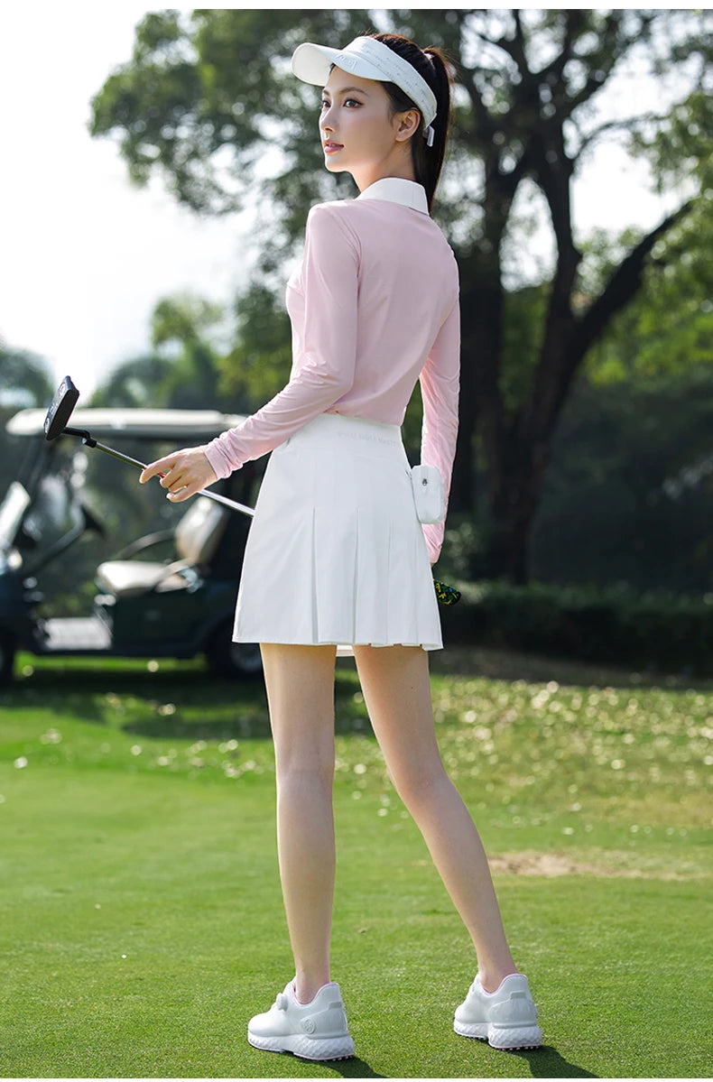 PGM Golf Women Long Sleeve T-shirt Breathable POLO Shirts Top Sportswear