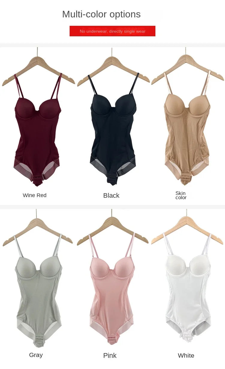 Underwire White Bodysuit Stretch Silky Underwear Shapewear