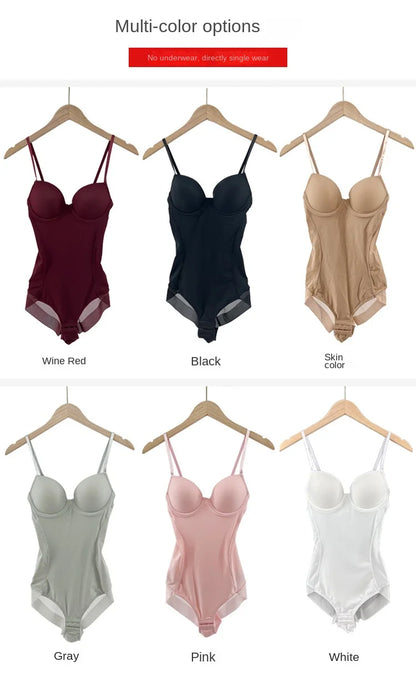 Underwire White Bodysuit Stretch Silky Underwear Shapewear