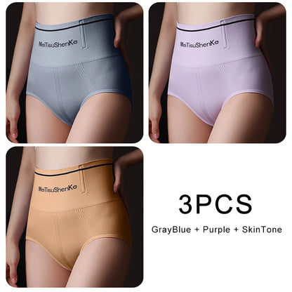 3PCS/set Briefs High Waist Underwear Women Butt Lift Sexy Comfortable Panties Tighten the Abdomen Underpanties Large Size Woman