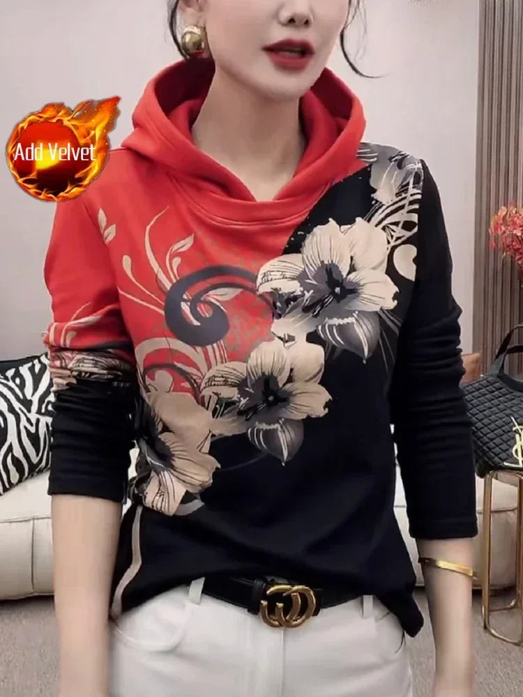 Hooded Sweatshirt New In Slim Cold Hoodies Warm Woman Tops Thick