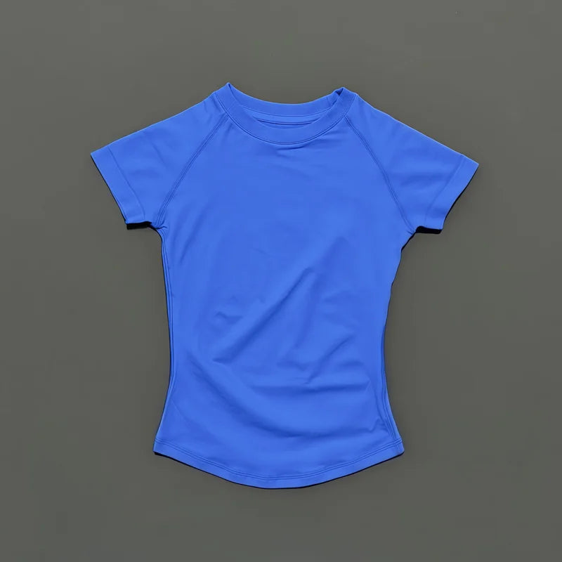Short Sleeve T Shirt Summer Short Sleeve Round Neck Breathable Stretchy Gym
