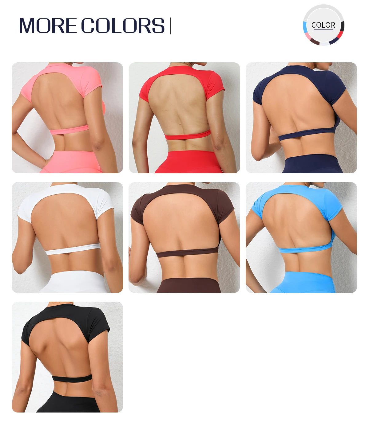 Sports Muscle Back Tee Padded Backless Sports Shirts Workout Yoga T-Shirt