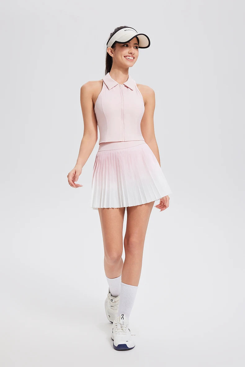Golf Mini Skirt High Waist Pleated Tennis Sport Skirt Pocket  Fitness Casual Skorts