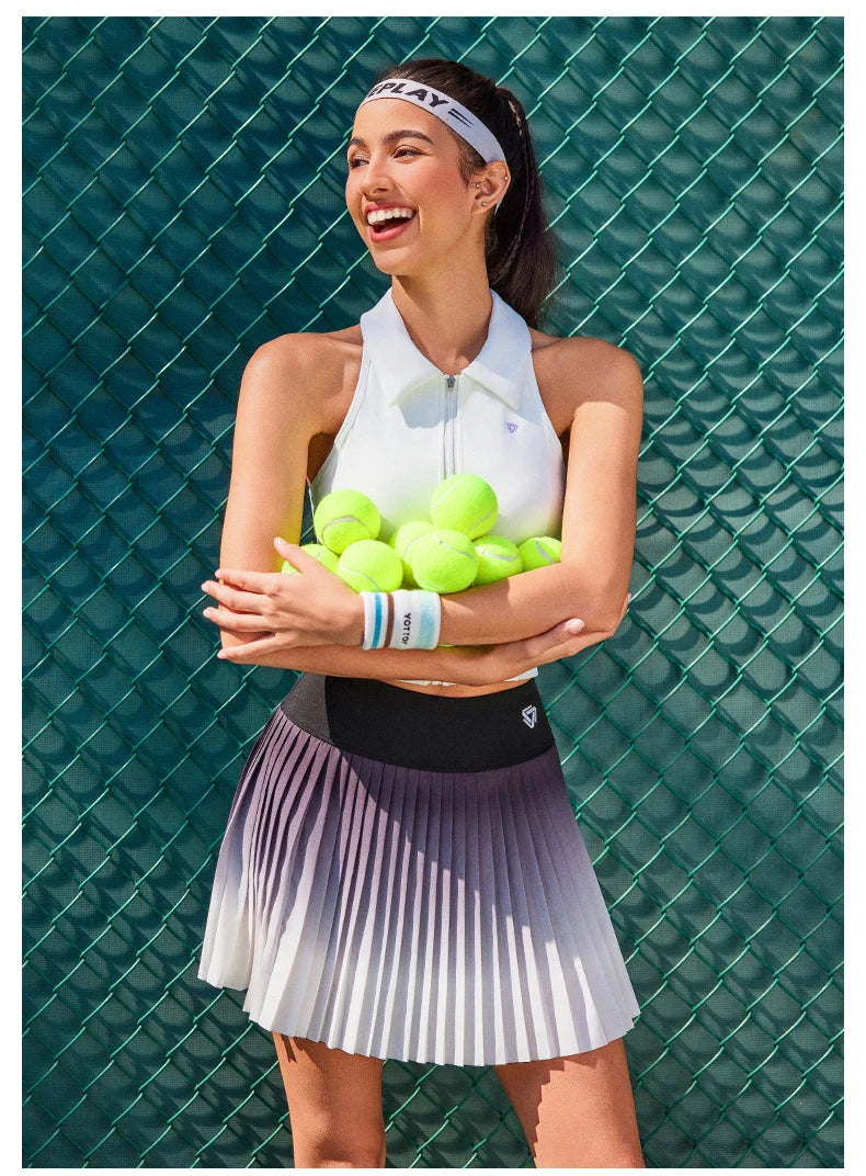 Golf Mini Skirt High Waist Pleated Tennis Sport Skirt Pocket  Fitness Casual Skorts