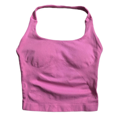 Strappy Workout Tank Top Padded Sports Bra Backless Yoga Shirts Seamless Gym Crop Top Halter