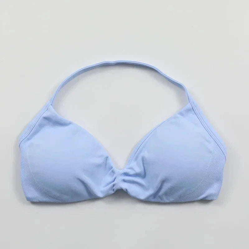 Strappy Bra Gym Top Women High Support Thin Strap Push up Bra
