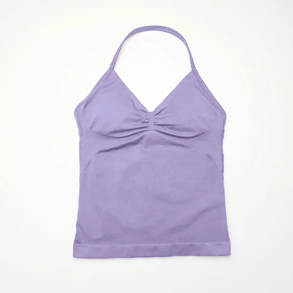 Longline Strappy Top Sports Fitness Tank Top Gym Beautiful Open Back Bra Halter