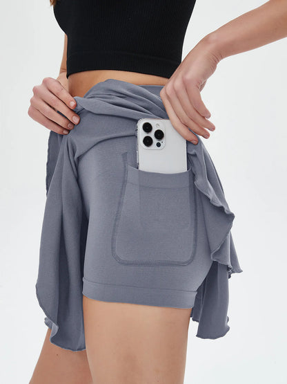 High Waisted Tennis Mini Skirt Yoga Golf Sports Belt Safety Pants Pocket Comfortable and Breathable Sports Skirt