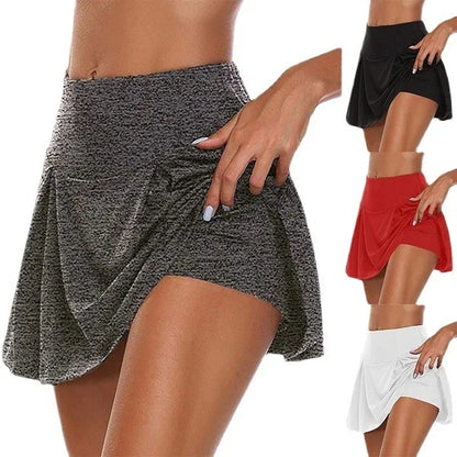 Fitness Solid Sports Skirts Women Tennis Skort Active Athletic Yoga Fitness Skirt Short