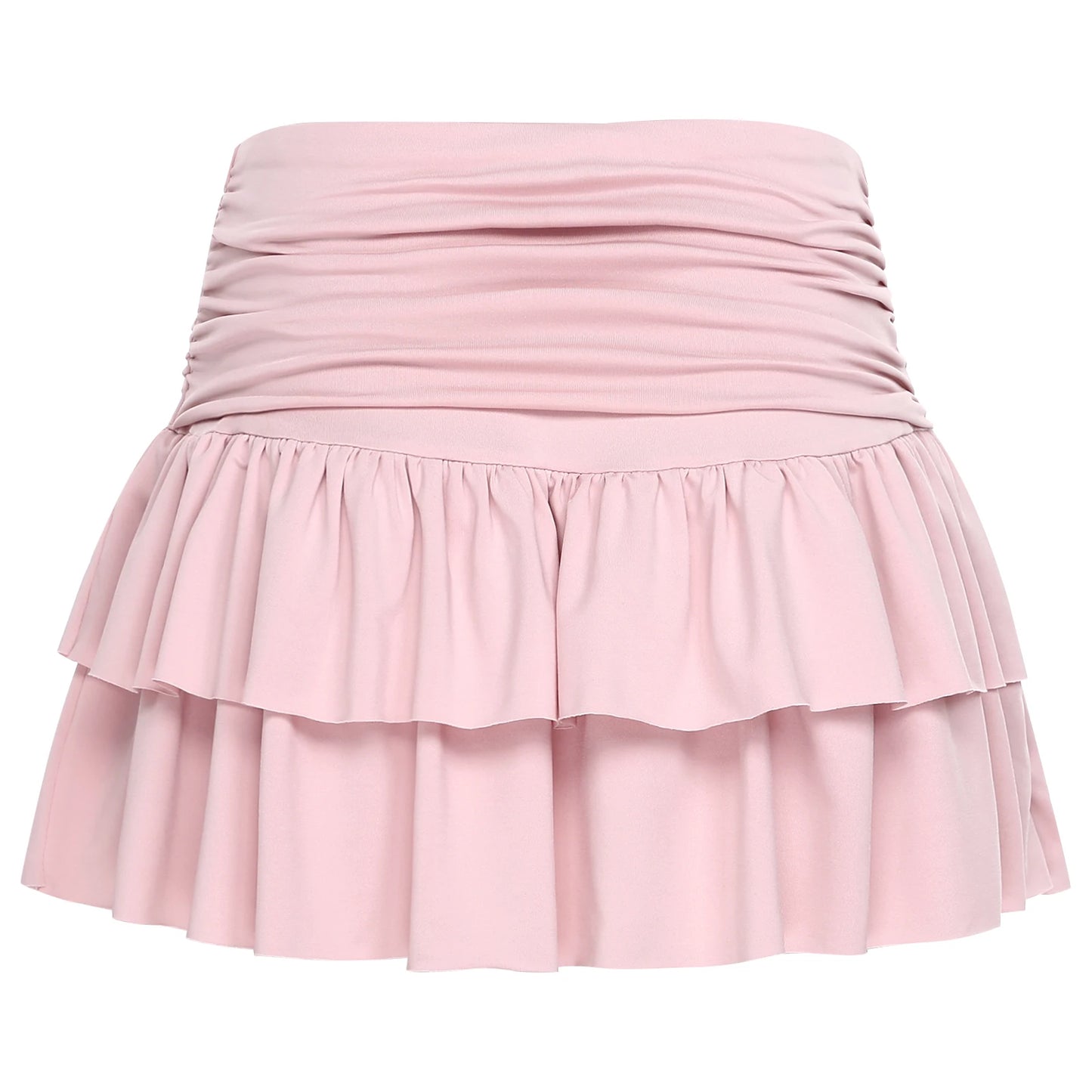 Athletic Tennis Miniskirt Built-in Shorts Ruched Waist Tiered Pleated Hem Stretchy Skirt Y2K Flared Flowy Short Skirts