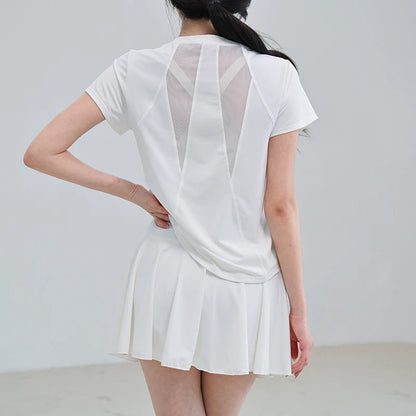 style tennis sports set gym top short sleeve running quick-drying short skirt