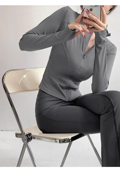 Quick Drying Sports Tight Top Yoga Jacket Long Sleeve S-3XL