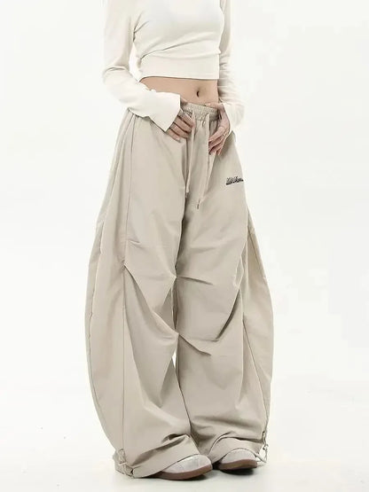 Women Casual Solid Low Waist Wide Leg Baggy Streetwear Oversize Sweatpants