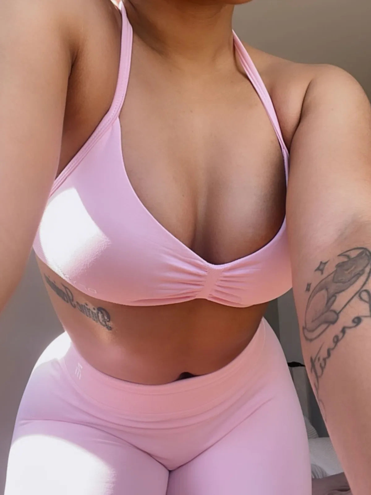 Strappy Bra Gym Top Women High Support Thin Strap Push up Bra