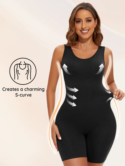 Sexy Bodysuits Full Coverage Shapewear Thigh Slim Body Suit Wide Shoulder Body Shaper Jumpsuit Seamless