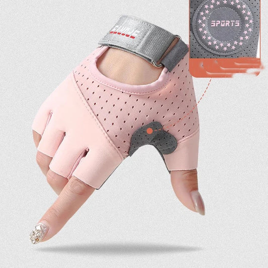 Women's fitness half finger gloves, anti slip, wear-resistant, anti cocoon bike sports cycling