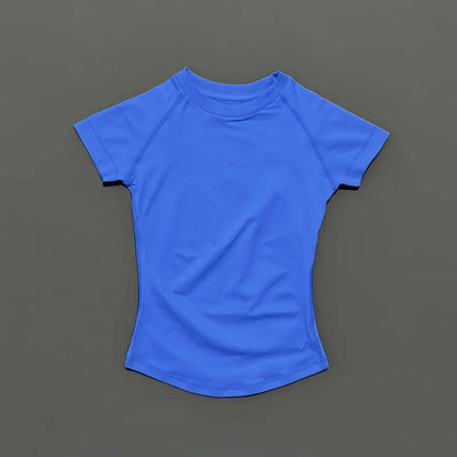 Solid Color Impact Short Sleeve T Shirts Gym Leotard Workout Sports Vest