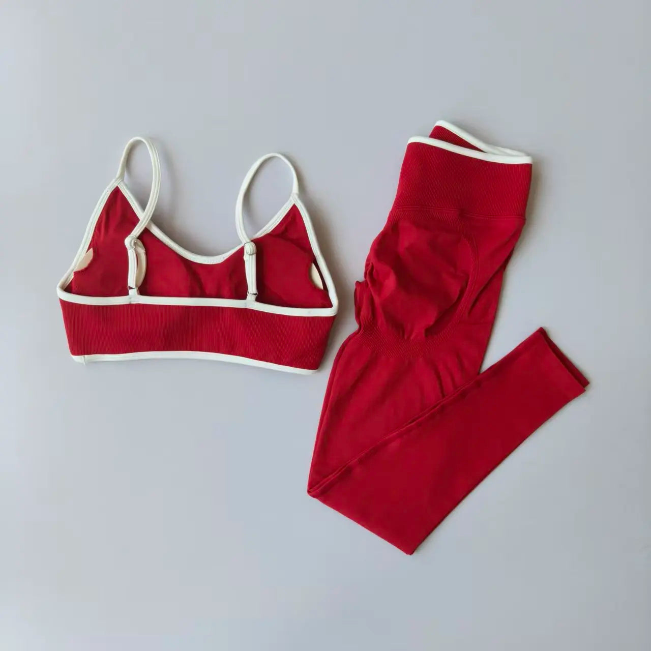 2pcs Sport Sets Women Gym Push Up Yoga Pants Hollow Back Gym Fitness Bras Workout High Waisted Leggings Seamless Tights Set Suit