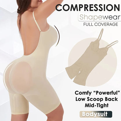 Women Seamless Low Back Bodysuit Shapewear Waist Trainer Body Shaper Open Crotch Slimming Underwear