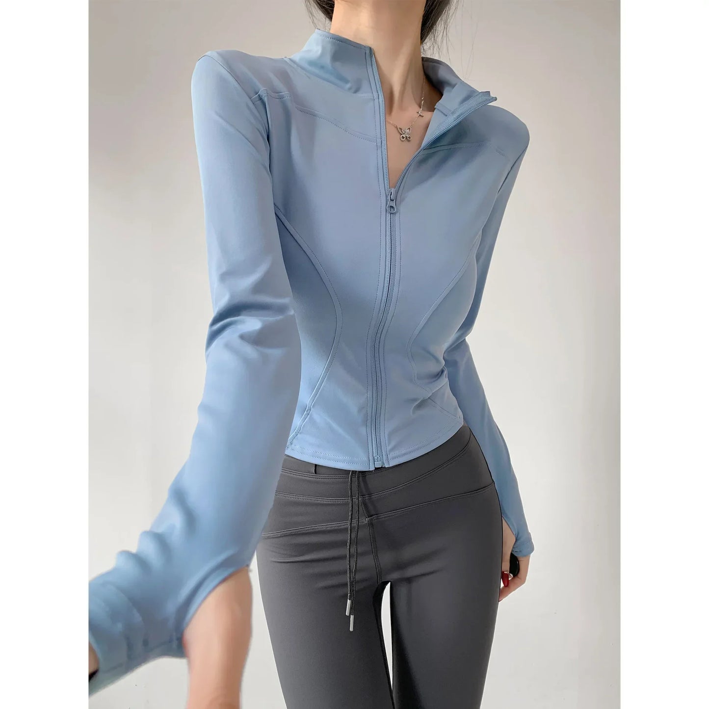 Quick Drying Sports Tight Top Yoga Jacket Long Sleeve S-3XL