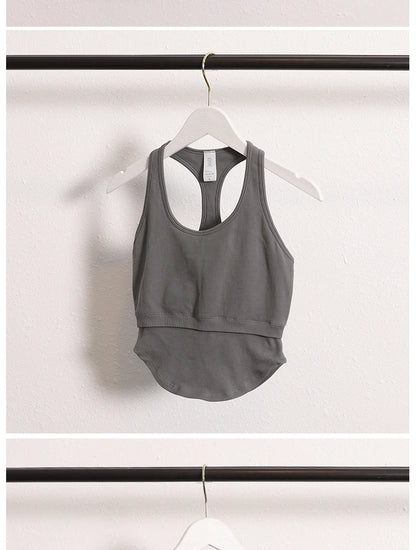 New Workout Backless Sport Tops Sleeveless Shirts Padded Sports Yoga Vest T-Shirt