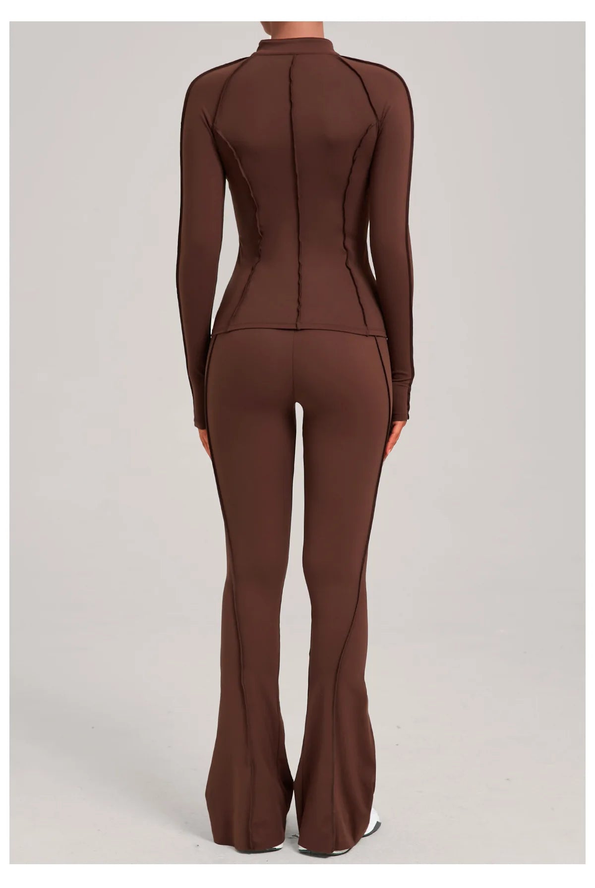 Gym Yoga Outfit Zipper Long Sleeve Fitness Suit Daily Casual Fitness Sportswear Two-Piece Sets