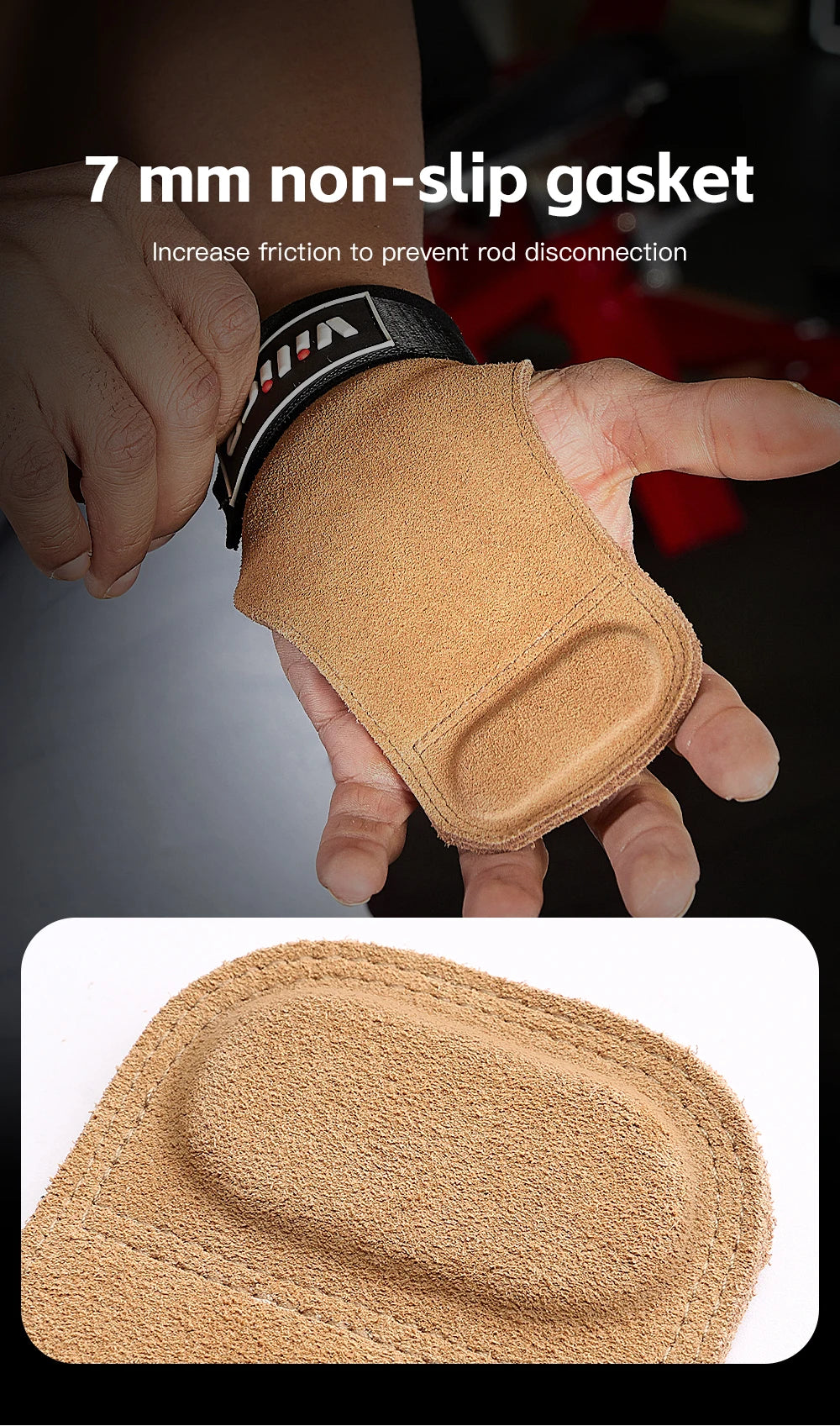 2 Piece Leather Weight Lifting Training Gloves Palm Protection Fitness Grips
