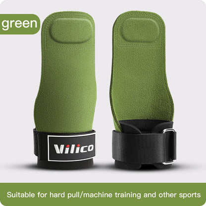 2 Piece Leather Weight Lifting Training Gloves Palm Protection Fitness Grips