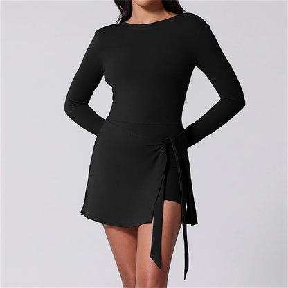 Tennis Dress for Women with Built in Shorts Athletic Dresses Sleeveless Boat Neck Active Workout Skort Dress
