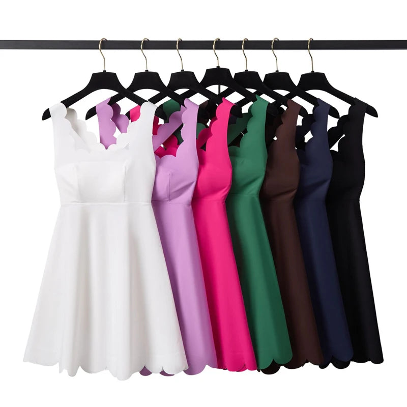 Women Tennis Yoga Dress Solid Color Stretchy Soft  Breathable Golf Short Sportswear