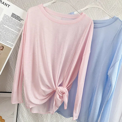 Women's Fitness Sports T-shirt Loose Long Sleeve Breathable Comfort Side-Opening