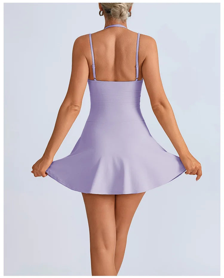 Tennis Dress with Shorts Underneath Pockets Strap Dress Sporting Tennis Outfit  Sport Dresses