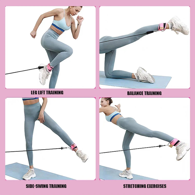 Ankle Straps Resistance Bands Set , Ankle Weight Yoga Elastic Fitness Band