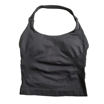 Strappy Workout Tank Top Padded Sports Bra Backless Yoga Shirts Seamless Gym Crop Top Halter