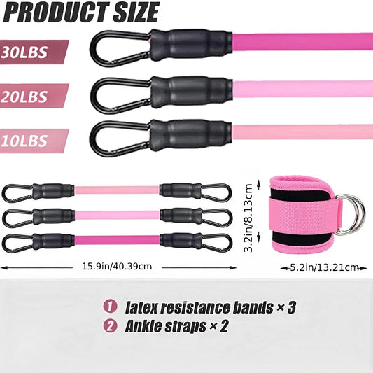 Ankle Straps Resistance Bands Set , Ankle Weight Yoga Elastic Fitness Band