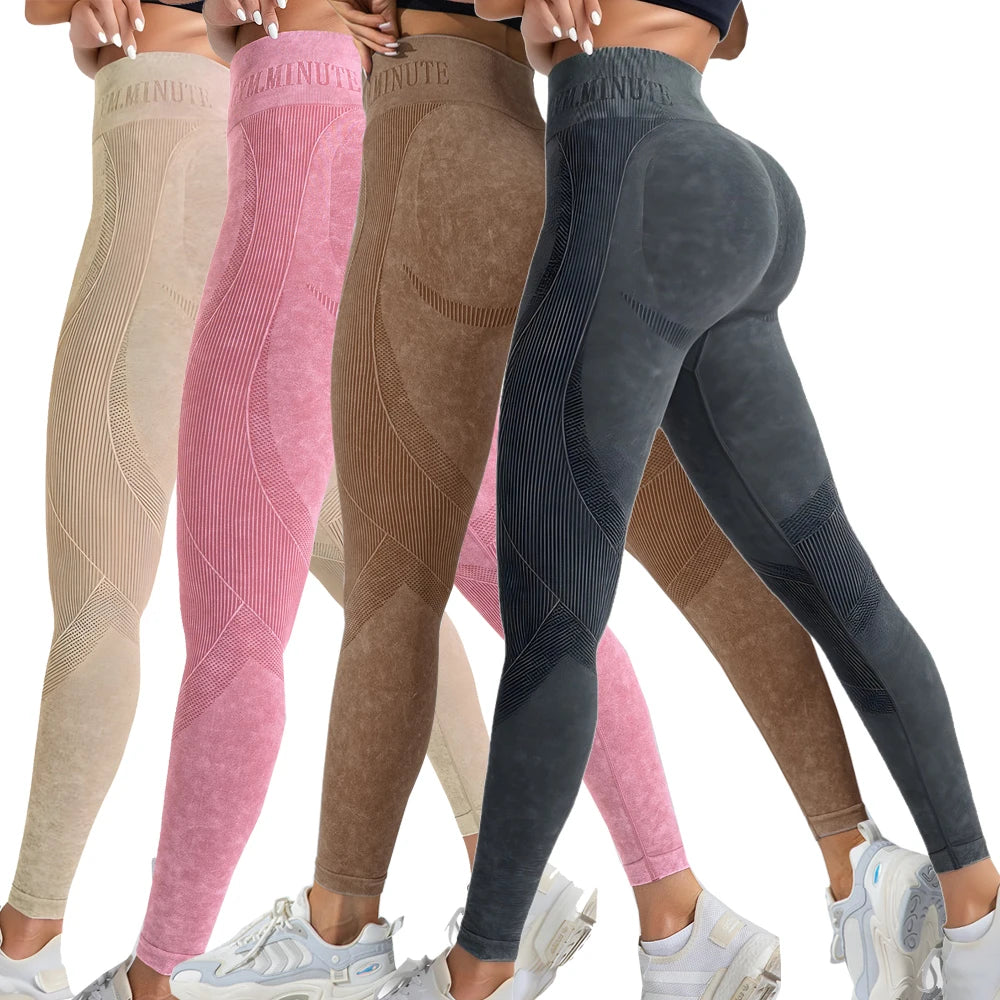 2 Pack High Waisted Sexy Butt Lifting Seamless Solid Color Yoga Leggings Elastic And Breathable Fitness Sports Pants