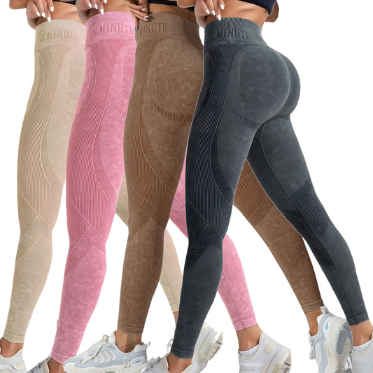2 Pack High Waisted Sexy Butt Lifting Seamless Solid Color Yoga Leggings Elastic And Breathable Fitness Sports Pants