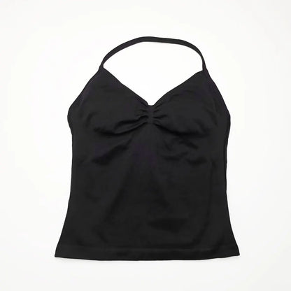 Longline Strappy Top Sports Fitness Tank Top Gym Beautiful Open Back Bra Halter