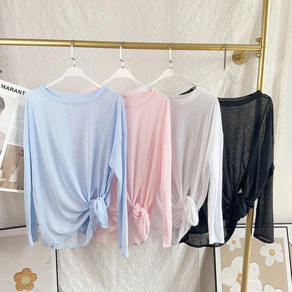 Women's Fitness Sports T-shirt Loose Long Sleeve Breathable Comfort Side-Opening