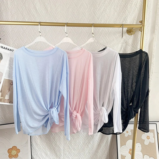 Women's Fitness Sports T-shirt Loose Long Sleeve Breathable Comfort Side-Opening