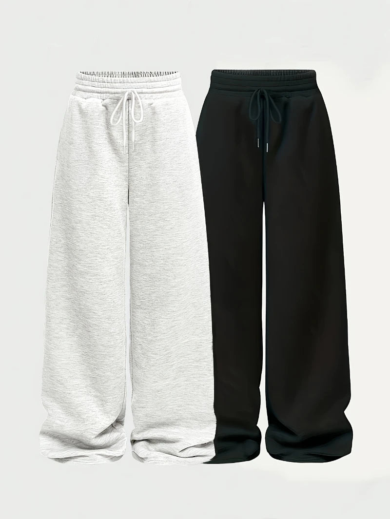 Casual Pants Simple Front-Tie Loose Fit Wide-Leg Trousers, Comfortable