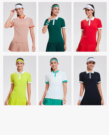 Women Short Sleeve Golf Wear Fashion Lady Top Sports Tennis T Shirts