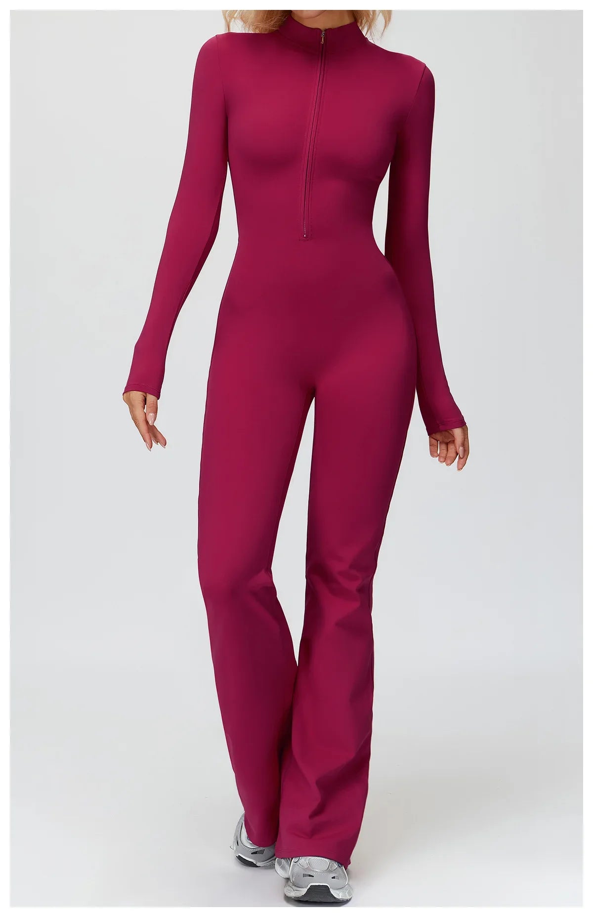 Yoga Suit Gym Set Tracksuit Zipper Long Sleeved Sports Jumpsuit Push Up Workout Clothes