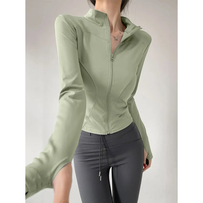 Quick Drying Sports Tight Top Yoga Jacket Long Sleeve S-3XL